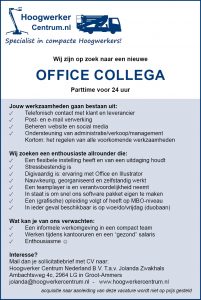 Vacature office medewerker collega hoogwerker centrum kantoor personeel